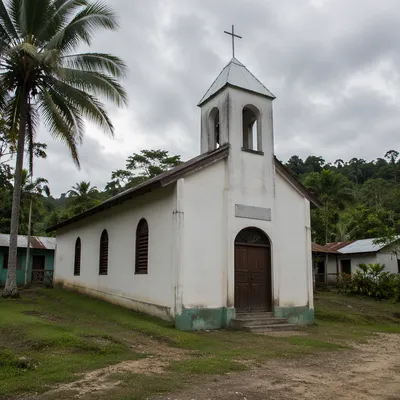 Humble Rural Village Church in Tropics