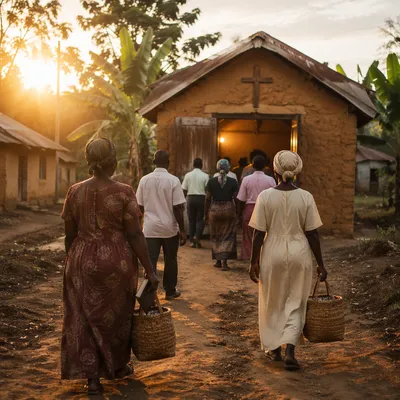 Golden Hour Village Church Gathering