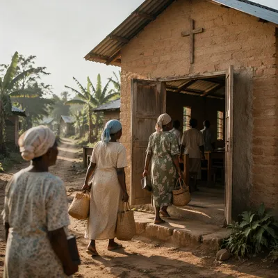 Humble Village Church in Morning Light