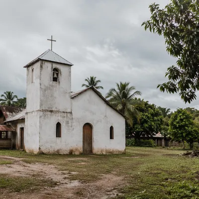 Humble Rural Village Church Landscape