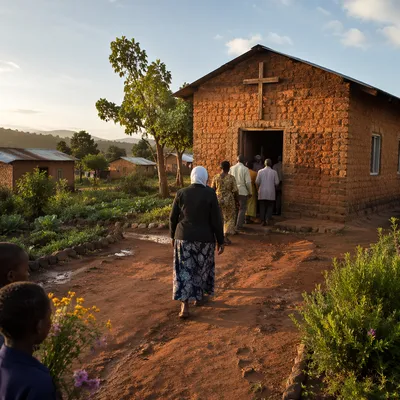 Humble Village Church in Morning Light