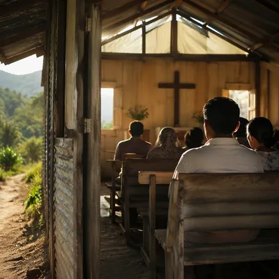 Humble Village Church in Morning Light