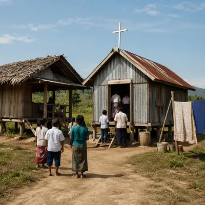 Rural Village Church Community Gathering