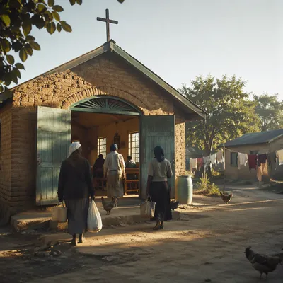 Humble Village Church in Morning Light