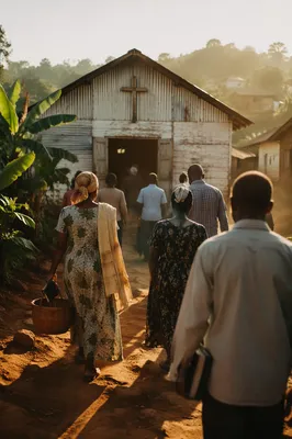 Rural Village Church in Afternoon Light