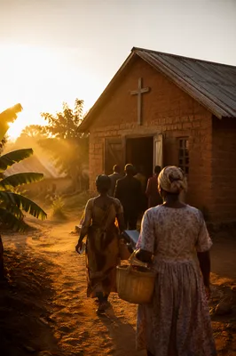 Humble Village Church at Sunday Dawn