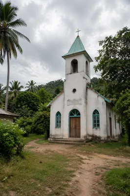 Humble Rural Village Church in Tropics