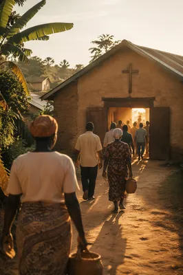 Golden Hour Village Church Gathering