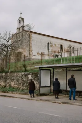 Humble Village Church Beside Quiet Roadside
