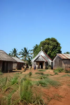 Humble Rural Village Church Under Midday Sky