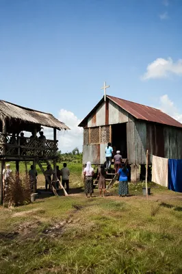 Rural Village Church Community Gathering