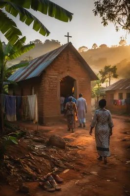 Humble Village Church at Morning Light