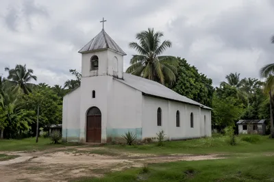 Humble Rural Church in Tropical Village