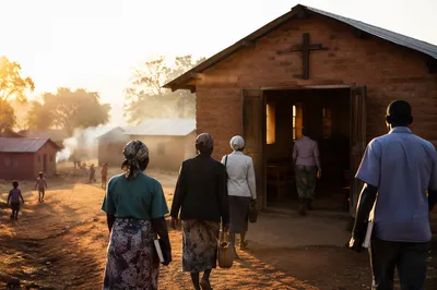 Humble Village Church at Sunrise