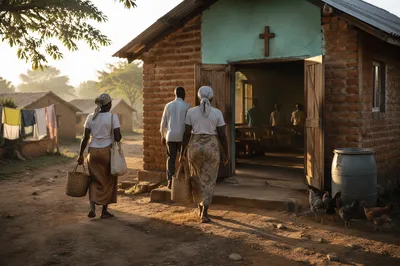 Humble Village Church in Morning Light