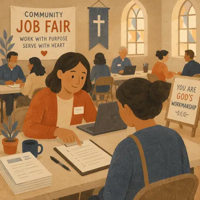 Church Job Fair Resume Help Scene