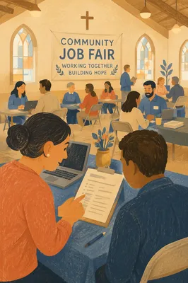 Church Job Fair Resume Help Scene