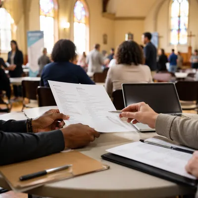 Church Job Fair Resume Support Scene