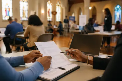 Church Job Fair Resume Support Scene