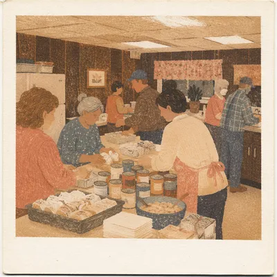 Church Kitchen Volunteers Serving Together