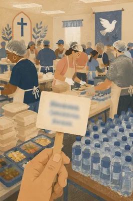 Church Kitchen Volunteers Serving Fellowship Meals