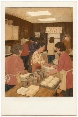 Church Kitchen Volunteers Serving Together