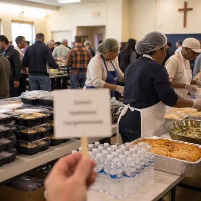 Church Kitchen Volunteers Serving Fellowship Meals