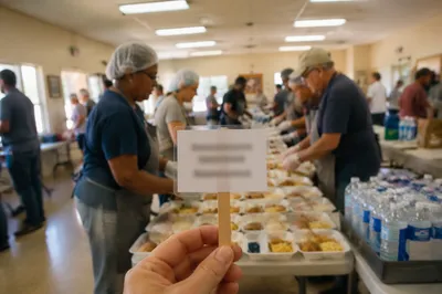 Church Kitchen Volunteers Serving Fellowship Meal