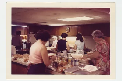 Church Kitchen Volunteers Preparing Community Meal