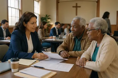 Volunteer Lawyers Assisting Residents in Church Hall