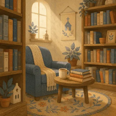 Peaceful Church Library Reading Corner