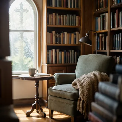 Peaceful Church Library Reading Corner