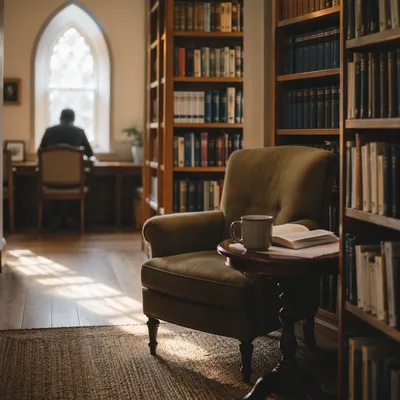 Peaceful Church Library Reading Corner