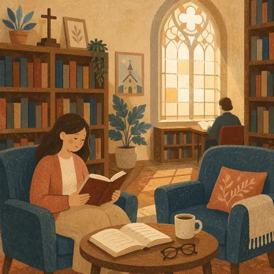 Quiet Church Library Reading Area Interior