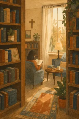 Peaceful Church Library Reading Nook