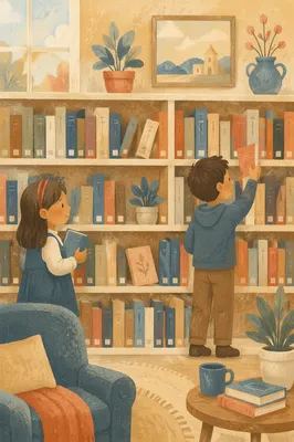 Cozy Church Library Reading Corner Shelves