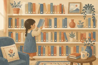 Cozy Church Library Reading Corner Shelves