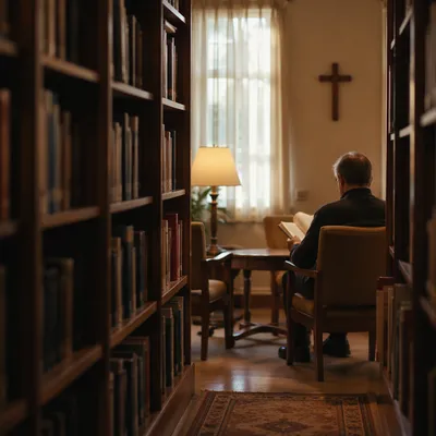 Peaceful Church Library Reading Nook Interior