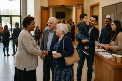 Welcoming Church Lobby Before Morning Service
