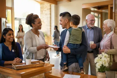 Welcoming Church Lobby Before Morning Service