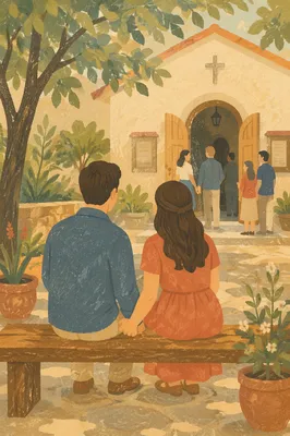 Couple at Church Marriage Retreat Garden