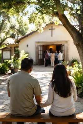 Couple at Church Marriage Retreat Garden