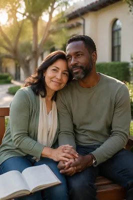 Couple Holding Hands in Garden Retreat