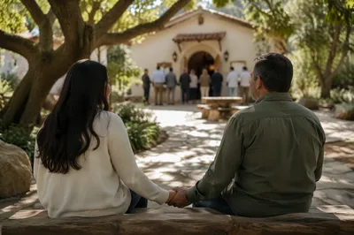 Couple at Church Marriage Retreat Garden