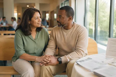 Married Couple Holding Hands on Bench