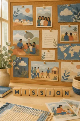Church Mission Update Board with Wooden Tiles
