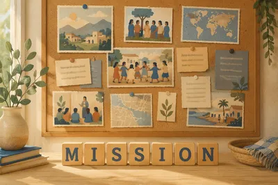 Church Mission Update Board with Wooden Tiles