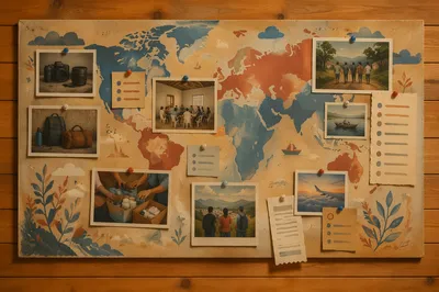 Church Mission Update Board on Wood Wall