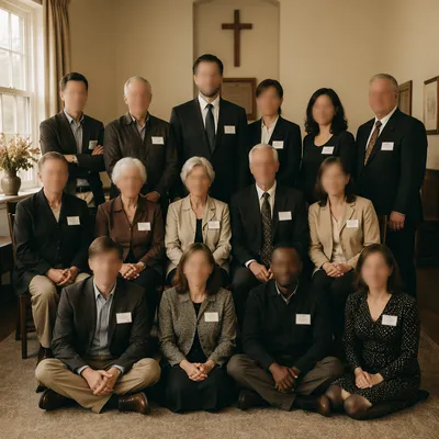 Welcoming Church Team With Visitor Name Tags