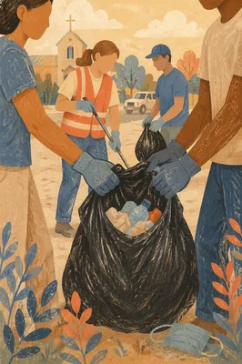Church Volunteers Cleaning Neighborhood Street